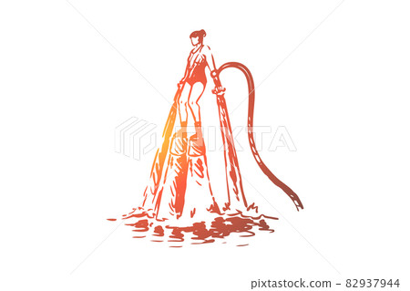 Flyboard, water, recreation, sea, sport concept. Hand drawn isolated vector. 82937944