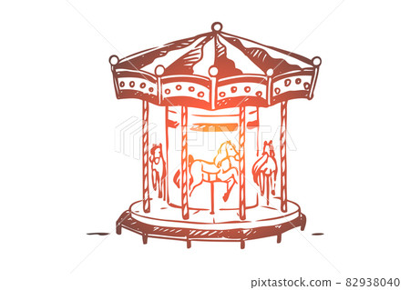 Attraction, carousel, fun, entertainment, park concept. Hand drawn isolated vector. Attraction, carousel, fun, entertainment, park concept. Hand drawn isolated vector. 82938040
