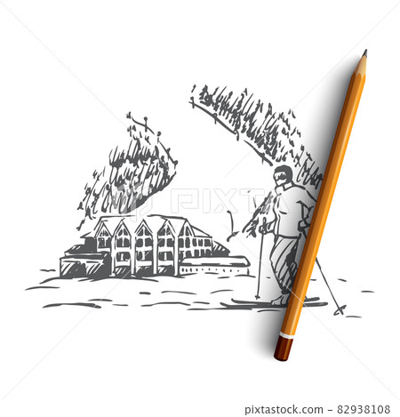 Finland, country, travel, mountains, skiing concept. Hand drawn isolated vector. 82938108