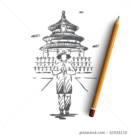 China, country, building, Asia, people concept. Hand drawn isolated vector. China, country, building, Asia, people concept. Hand drawn isolated vector. 82938119