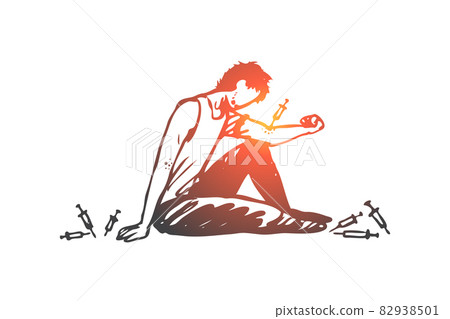 Heroin, narcotic, addiction, danger, illegal concept. Hand drawn isolated vector. 82938501