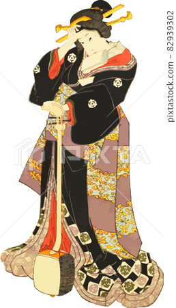 A cool woman with a shamisen 82939302