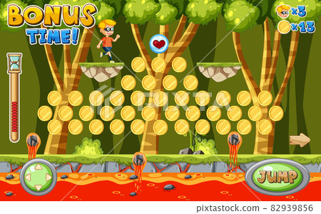 Jungle with lava ground platformer game template Jungle with lava ground platformer game template 82939856