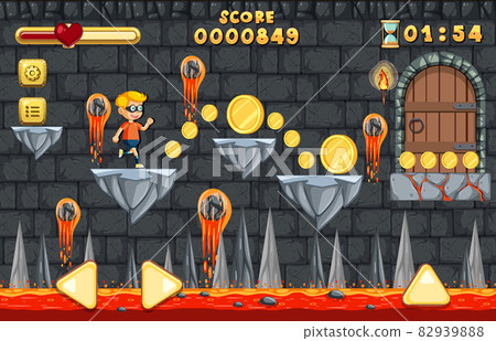 Lava Cave Platformer Game template Lava Cave Platformer Game template 82939888