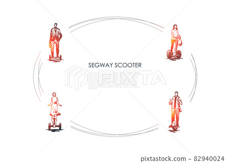 Segway scooters - businessman, girls and man riding segway vector concept set 82940024