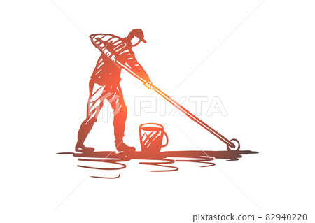 Waterproofing, drop, protection, wet, surface concept. Hand drawn isolated vector. 82940220