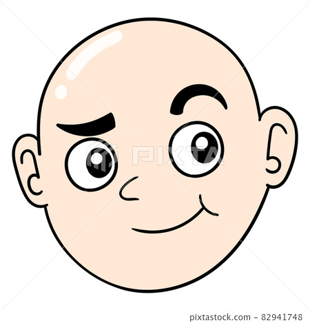 friendly faced bald monk head, doodle icon drawing 82941748