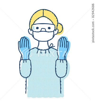戴著口罩、眼罩和橡膠手套的醫護人員 戴著口罩、眼罩和橡膠手套的醫護人員 82942686