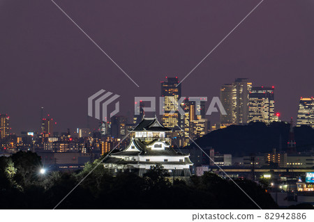《Aichi Prefecture》 Skyscrapers and night views of Inuyama Castle and central Nagoya 82942886