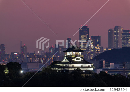 《Aichi Prefecture》 Skyscrapers and night views of Inuyama Castle and central Nagoya 82942894