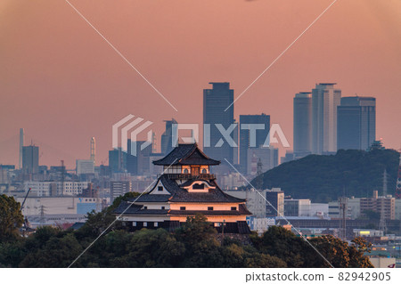 《Aichi Prefecture》 Skyscraper / evening view of Inuyama Castle and central Nagoya 《Aichi Prefecture》 Skyscraper / evening view of Inuyama Castle and central Nagoya 82942905