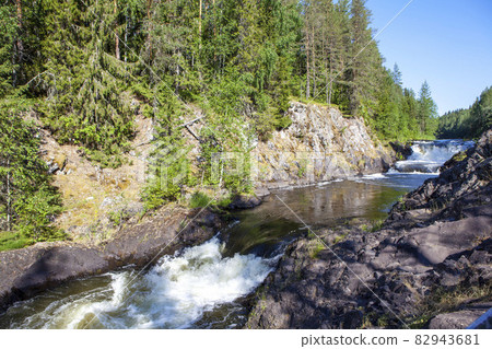 Waterfall "Kivach". Suna River. Republic of Karelia. Russia Waterfall "Kivach". Suna River. Republic of Karelia. Russia 82943681