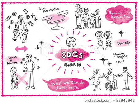 SDGs Goal 10 "Let's eliminate inequality... - Stock Illustration ...