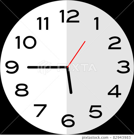 Quarter to 6 o'clock analog clock icon 82943983