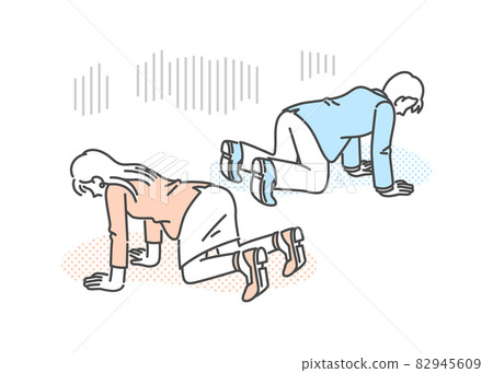 Men and women in despair with their hands and knees 82945609