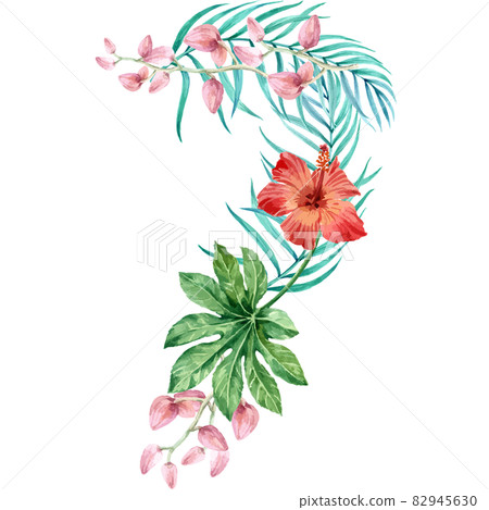 Tropical number watercolor Tropical number watercolor 82945630