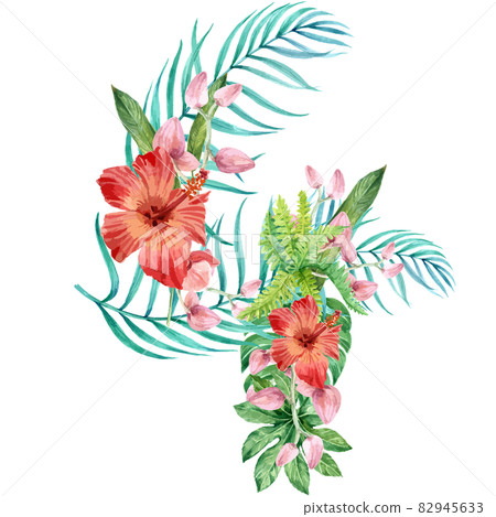 Tropical number watercolor Tropical number watercolor 82945633