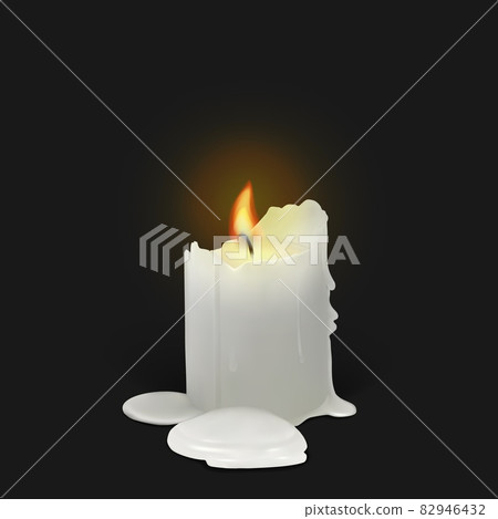 burning white candle on a black background - Stock Illustration ...