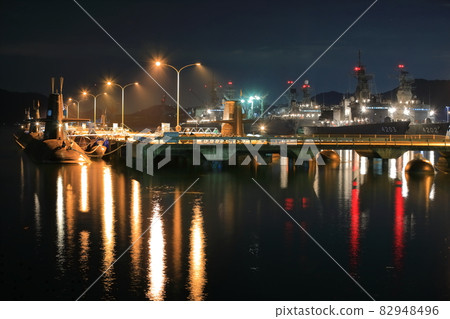 【廣島縣】從陣中看鬚子島夜景（海上自衛隊艦隊） 82948496
