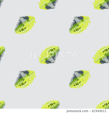 Seamless pattern lola rosa salad on light gray background. Abstract ornament with lettuce. 82949011