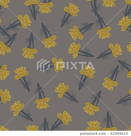 Seamless pattern chamomile on dark gray background. Beautiful ornament summer flowers. Seamless pattern chamomile on dark gray background. Beautiful ornament summer flowers. 82949014