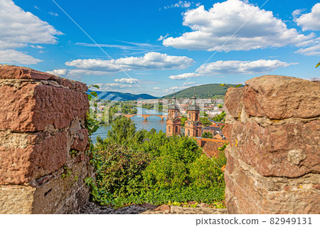 View over the medieval city of Miltenberg from Miltenberg castle during daytime in summer View over the medieval city of Miltenberg from Miltenberg castle during daytime in summer 82949131