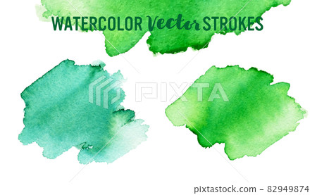 Watercolor vector stroke material (green) 82949874