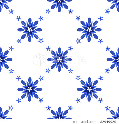 Azulejos portuguese traditional ornamental tile, blue and white seamless pattern 82949920
