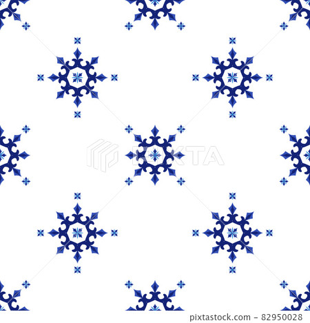 Azulejos portuguese traditional ornamental tile, blue and white seamless pattern Azulejos portuguese traditional ornamental tile, blue and white seamless pattern 82950028