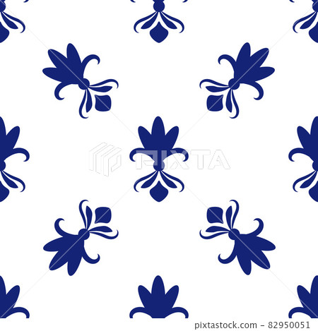 Azulejos portuguese traditional ornamental tile, blue and white seamless pattern Azulejos portuguese traditional ornamental tile, blue and white seamless pattern 82950051