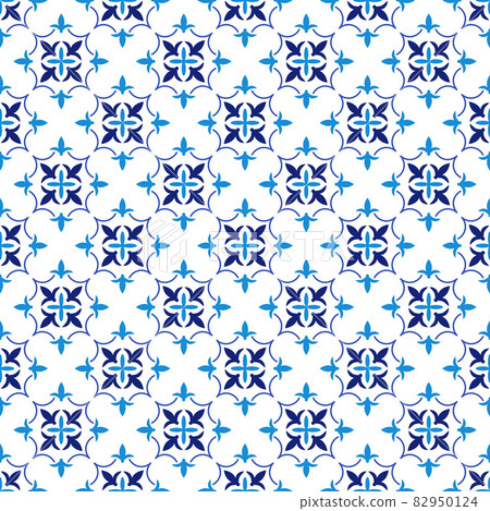 Azulejos portuguese traditional ornamental tile, blue and white seamless pattern Azulejos portuguese traditional ornamental tile, blue and white seamless pattern 82950124