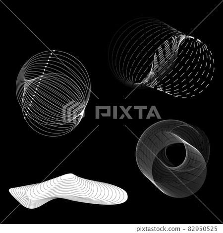 Generative art set. Abstract shapes. Elements modern circle design template. Twist lines. Flow lines in circle form. Spiral geometric shapes. Vector illustration. 82950525