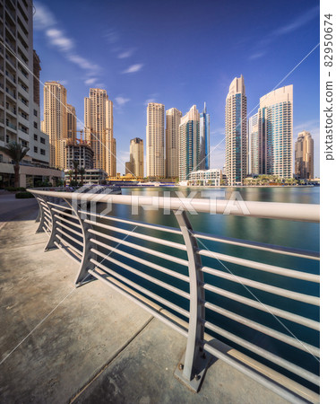 Day view of Dubai Marina bay with bridge, UAE 82950674
