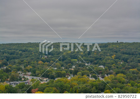 The scenic view over New Haven in West Rock State Park in New Haven County, Connecticut 82950722