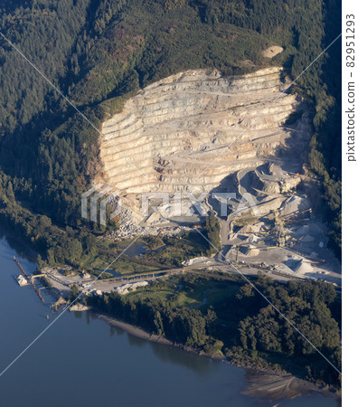 Aerial View from Airplane of a Quarry open-pit mine where Sand and Gravel is excavated. 82951293