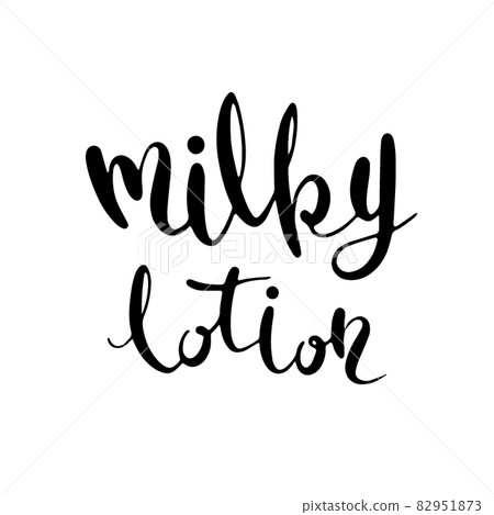 Lotion Lettering English milky lotion drawn by hand lettering... - Stock Illustration ...