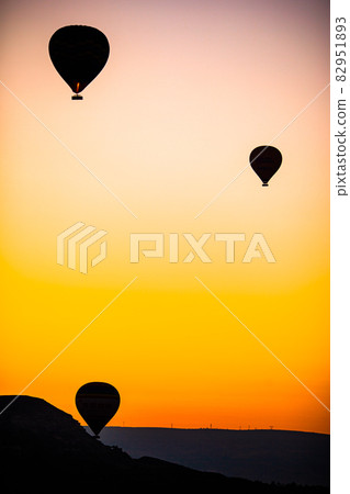 Bright hot air balloons in sky of Cappadocia, Turkey 82951893