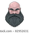 Biker. Character. Bald man. Male face. Hipster. Person with the scar. Bearded man. Male head. Evil person. Vector graphics to design 82952631