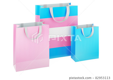 Shopping bags with transgender flag, 3D rendering 82953113