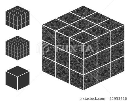 Vector Lowpoly 3X3X3 Cube Icon with Other Icons Vector Lowpoly 3X3X3 Cube Icon with Other Icons 82953516