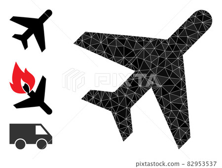 Vector Polygonal Airplane Icon with Other Icons Vector Polygonal Airplane Icon with Other Icons 82953537