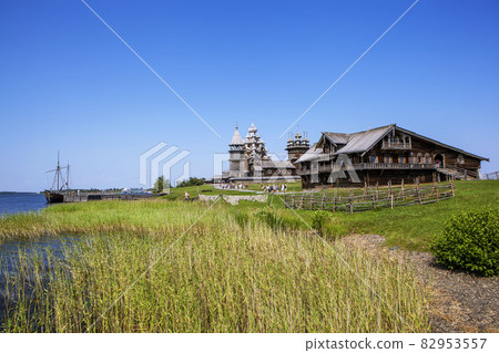 Shore of Lake Onega with main attractions. Kizhi Island. Republic of Karelia. Russia 82953557