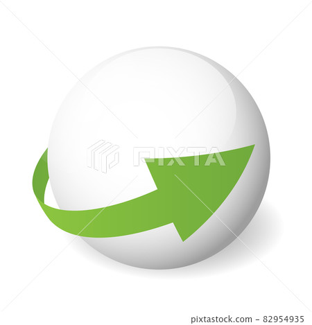 Loop circle arrow icon around sphere. Abstract symbol. Simple 3D vector sign with dropped shadow. Loop circle arrow icon around sphere. Abstract symbol. Simple 3D vector sign with dropped shadow. 82954935
