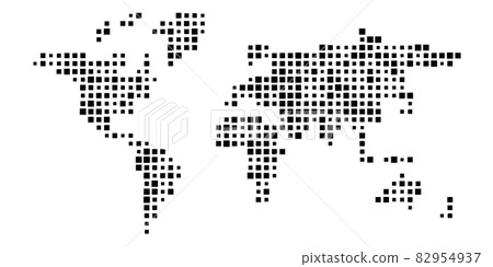 Grey world map mosaic of small squares. Vector illustration. Grey world map mosaic of small squares. Vector illustration. 82954937