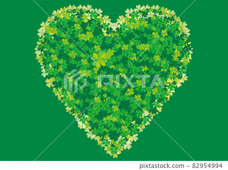 Symbol of good luck Heart ecology illustration drawn with four-leaf clover background 82954994