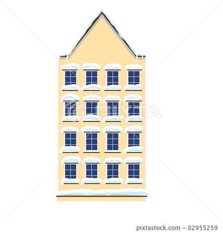 town flat building covered with snow. Christmas snowfall in the city. clip art decor element 82955259