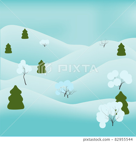 Christmas landscape of snow-covered hills and snow-covered trees doodle handdrawStyle Christmas landscape of snow-covered hills and snow-covered trees doodle handdrawStyle 82955544
