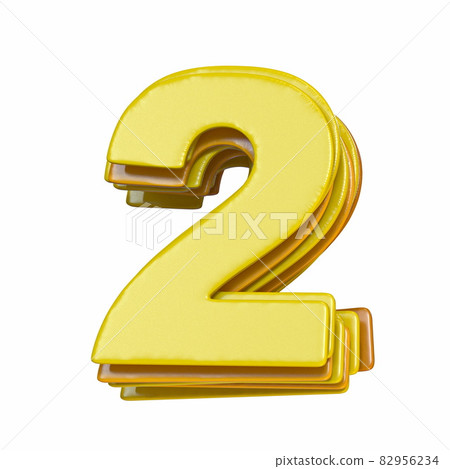 Yellow font Number 2 TWO 3D Yellow font Number 2 TWO 3D 82956234