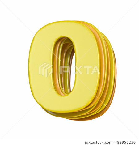 Yellow font Number 0 ZERO 3D 82956236