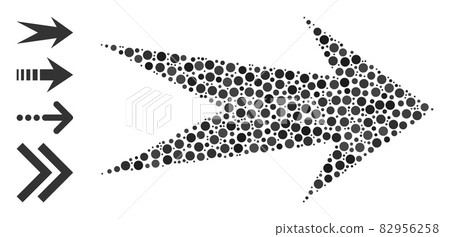 Dotted Arrow Right Collage of Circles and Other Icons 82956258
